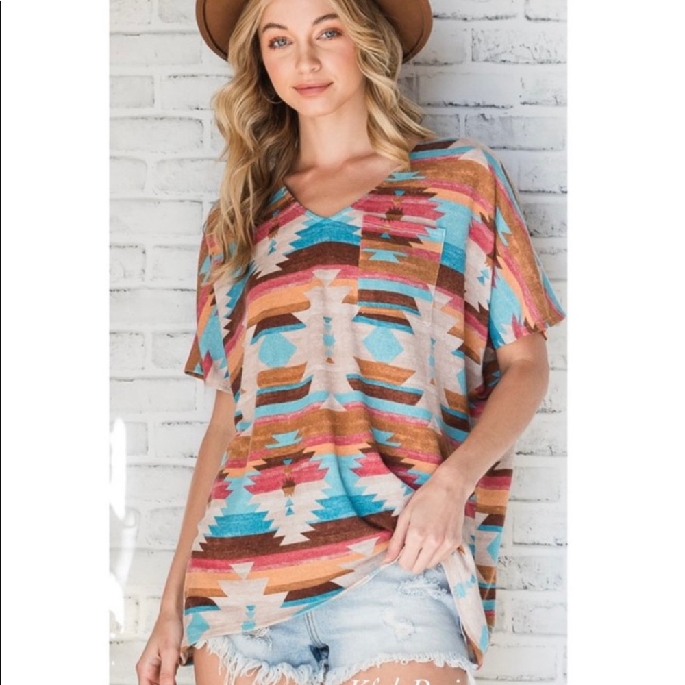KFab Designs Multicolor Aztec Print Top - Picture 2 of 10